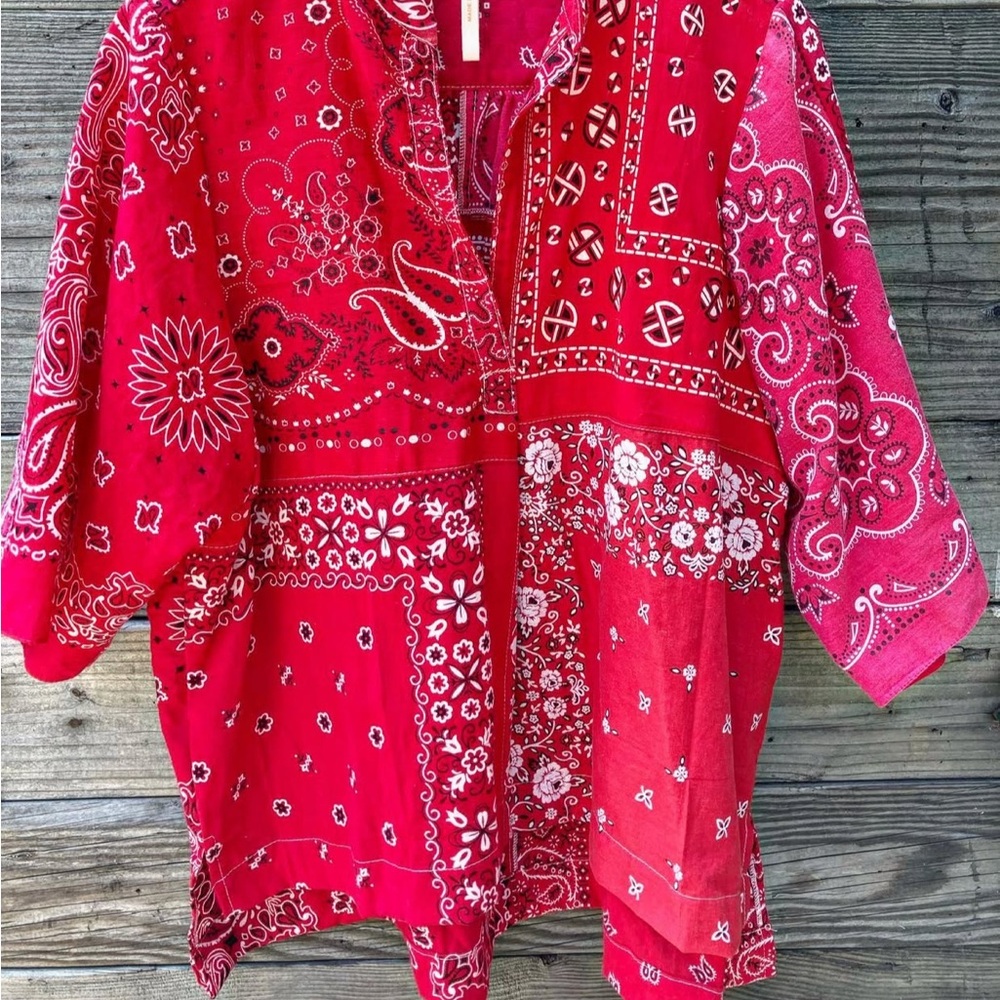 Totem Salvaged Red Bandana Women's Blouse, XL